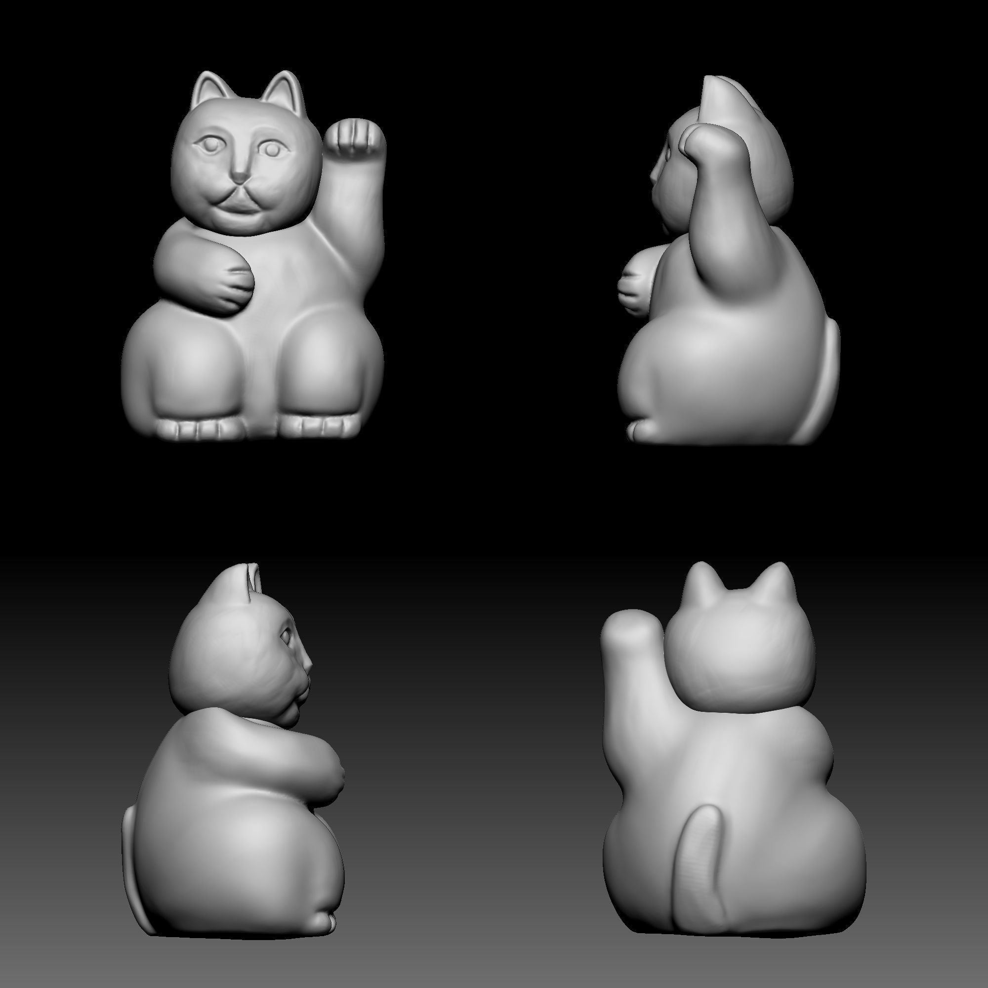 Cat statue 040 3D print model_1