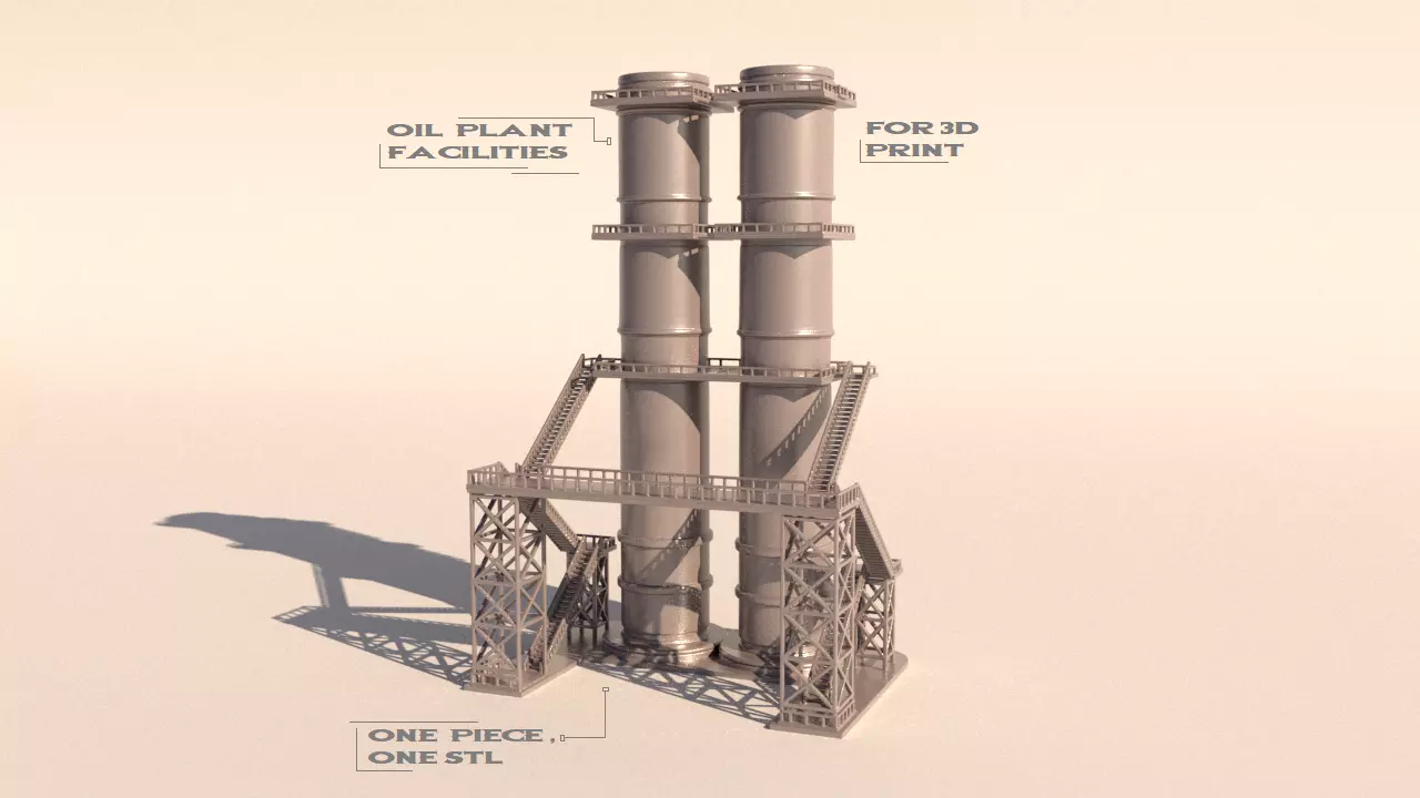 Oil plant facilities 3D print model_0