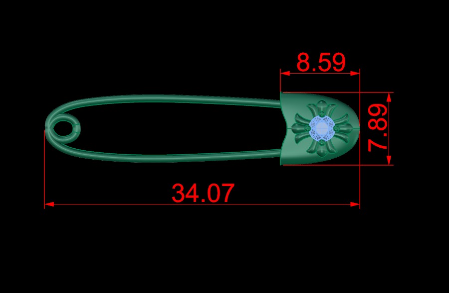 Safety pin 3D print model_2