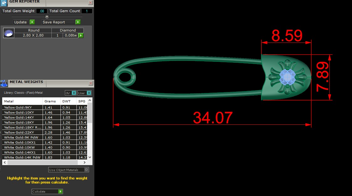 Safety pin 3D print model_1