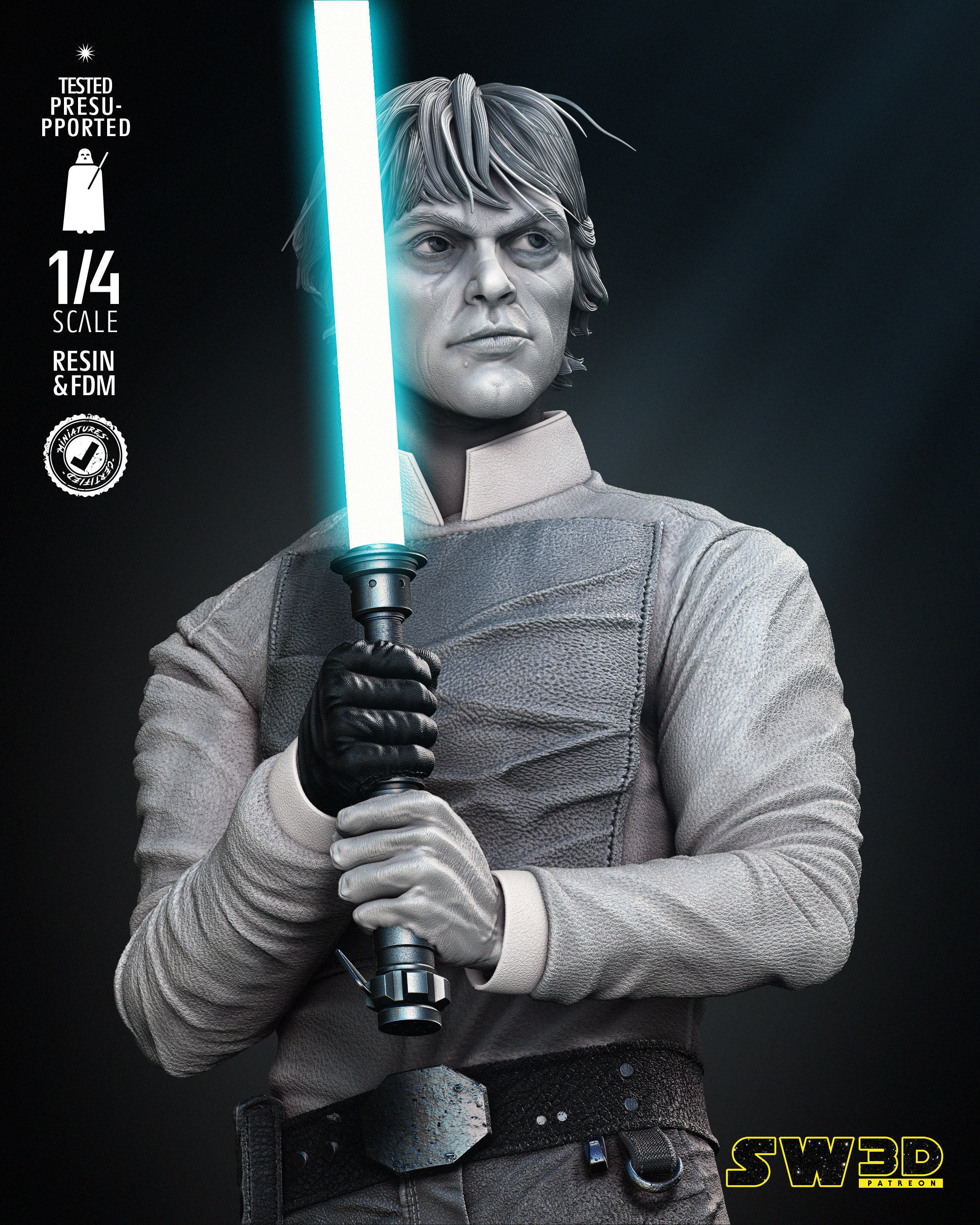 STAR WARS Luke Skywalker Bust 3D print model_6