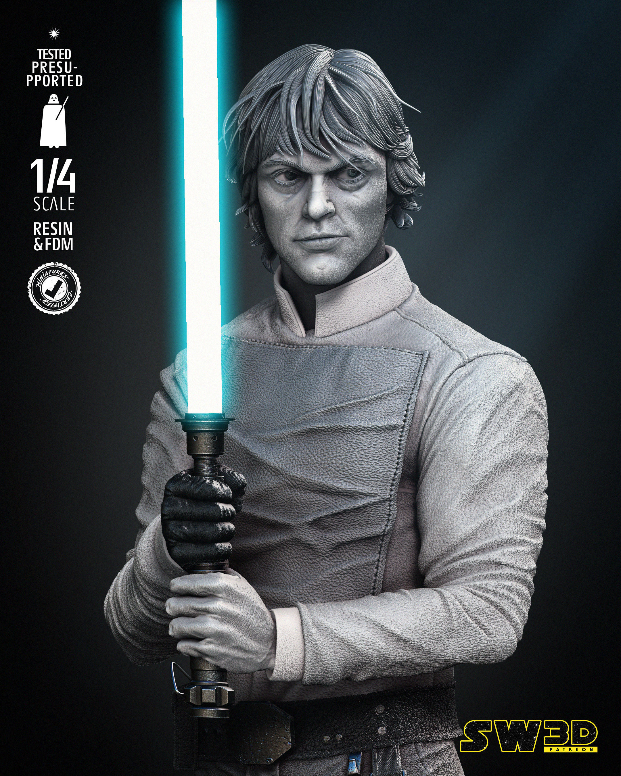 STAR WARS Luke Skywalker Bust 3D print model_34