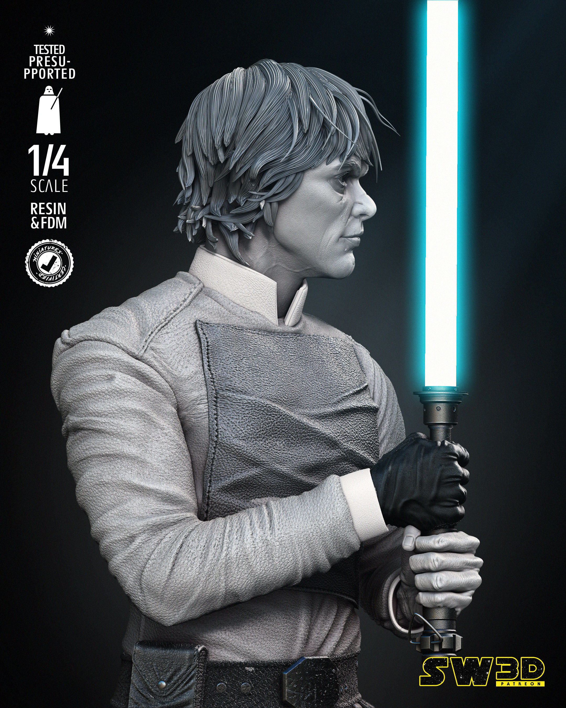 STAR WARS Luke Skywalker Bust 3D print model_39