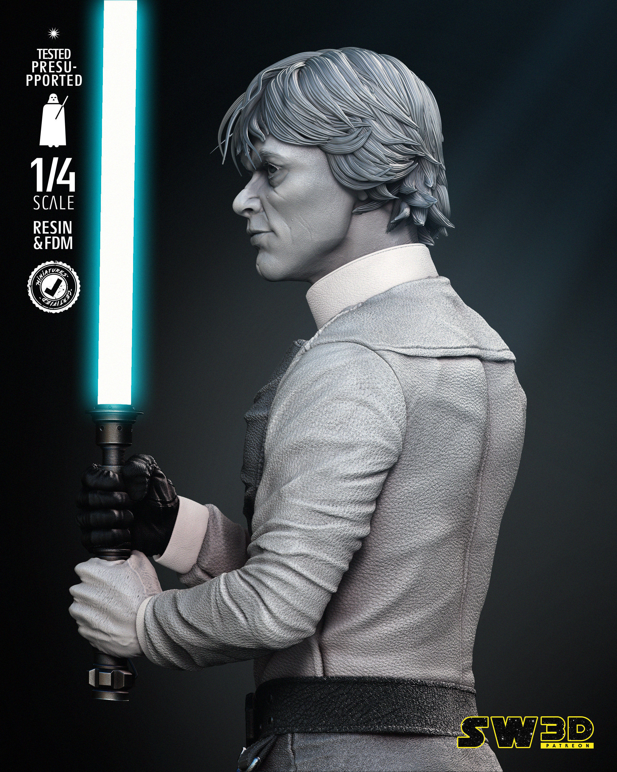 STAR WARS Luke Skywalker Bust 3D print model_19
