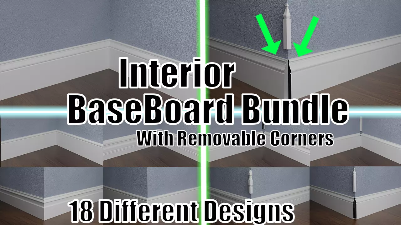 Baseboards 18 PACK Bundle For world building and interior design 3D model_0
