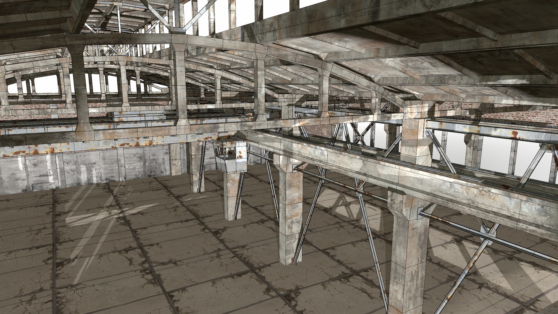 empty hangar Low-poly 3D model_5