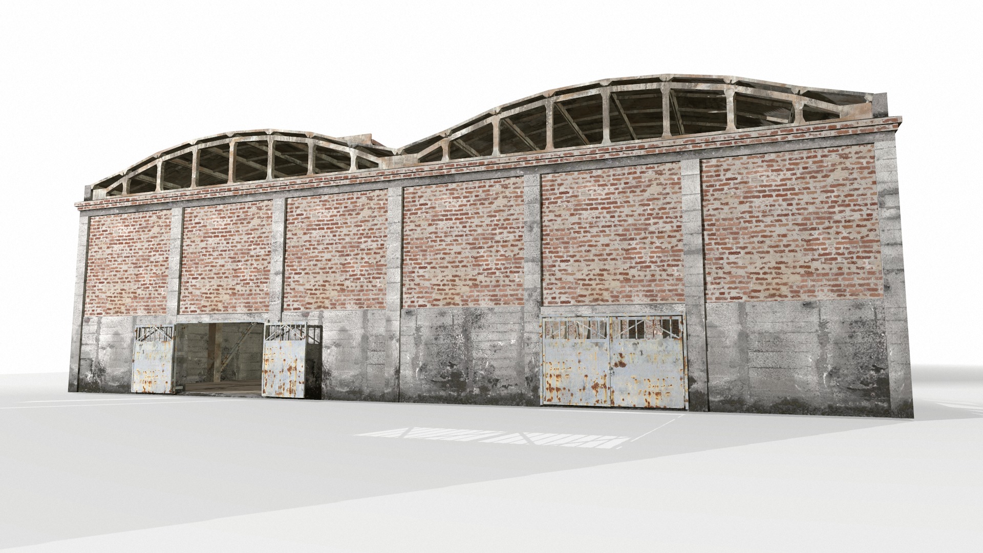 empty hangar Low-poly 3D model_10