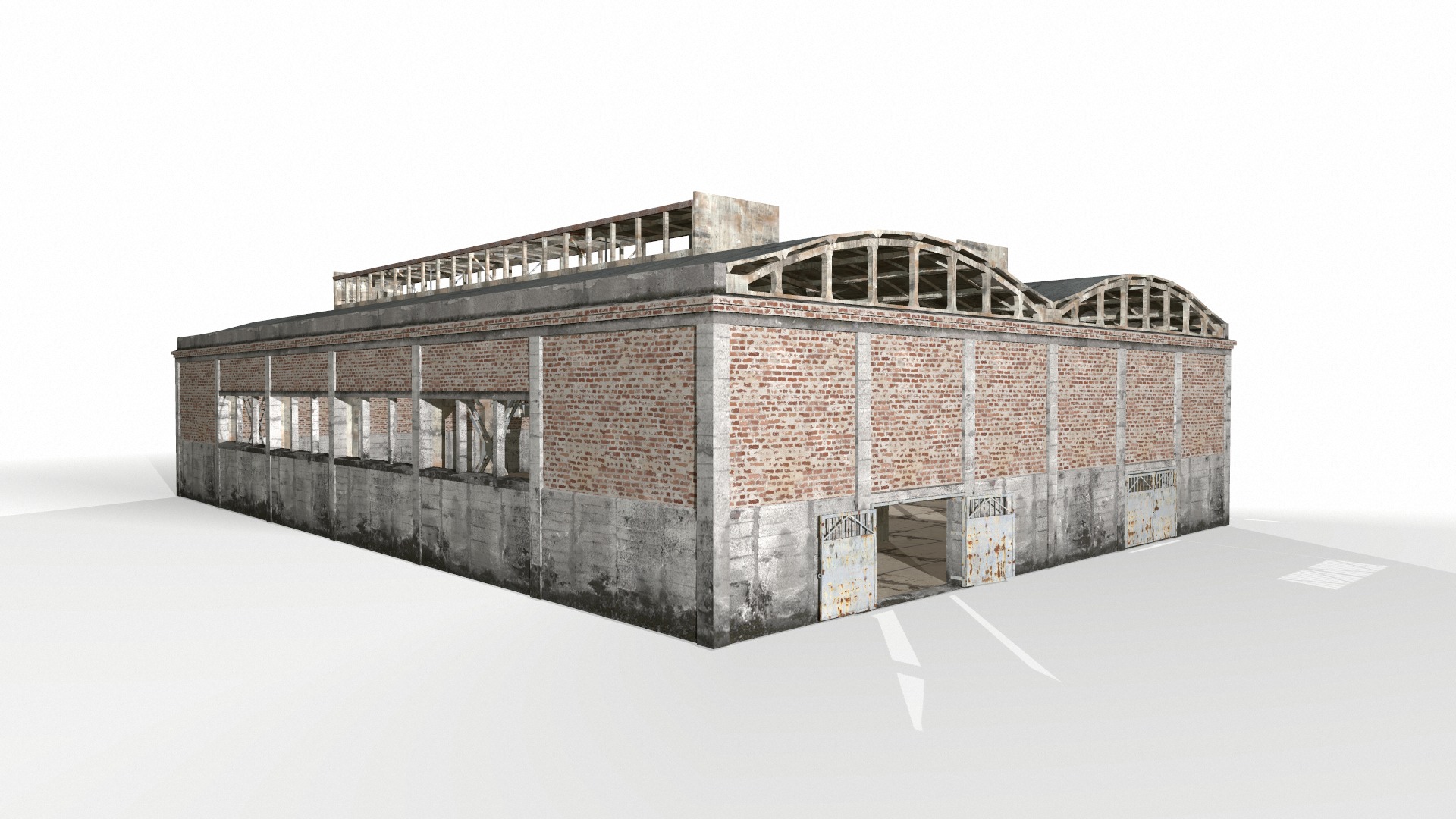 empty hangar Low-poly 3D model_9