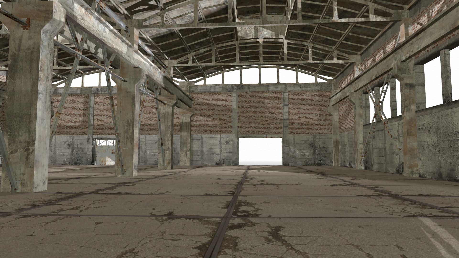 empty hangar Low-poly 3D model_14