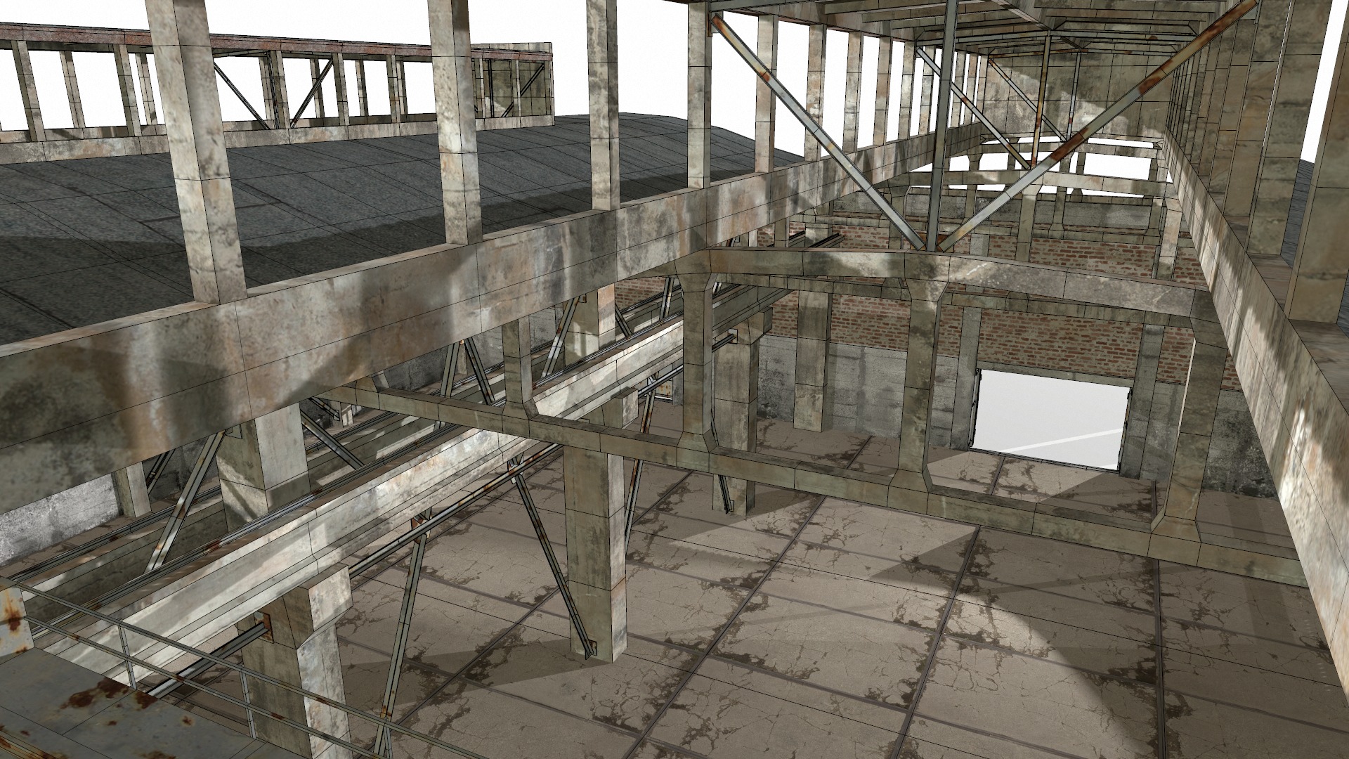empty hangar Low-poly 3D model_6