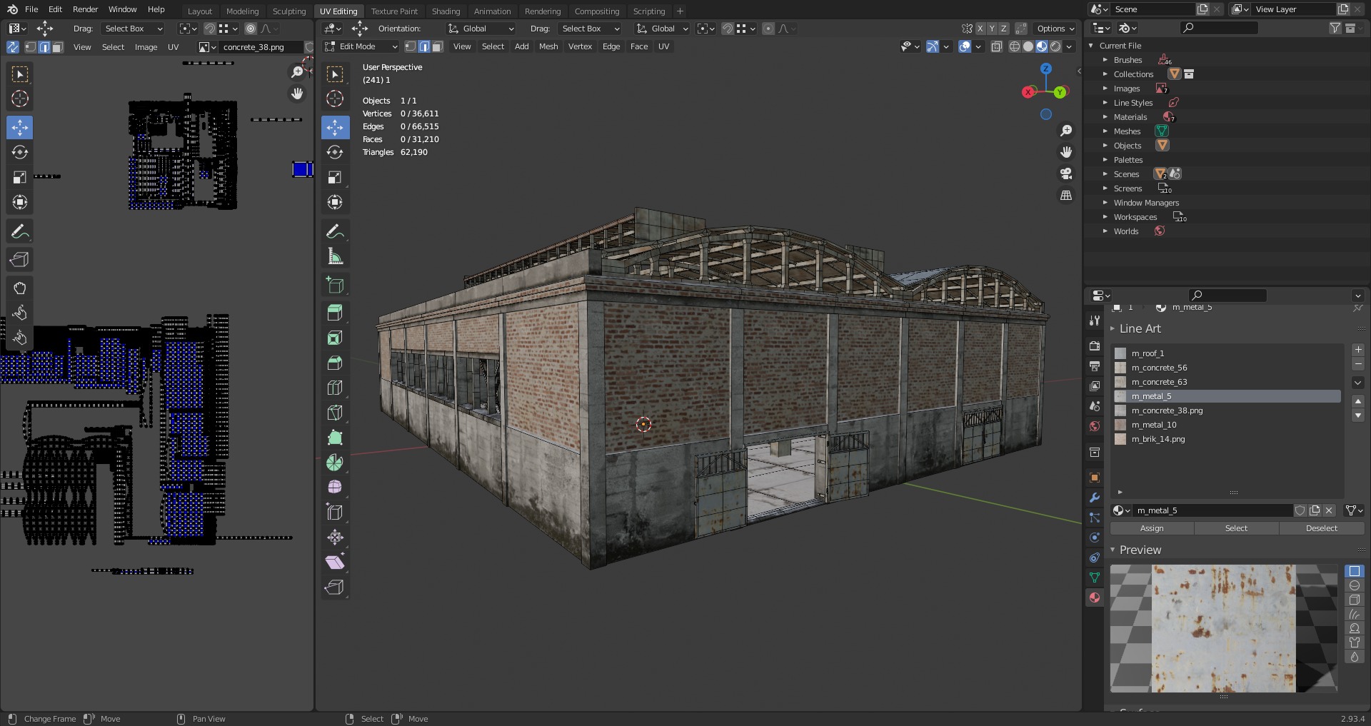 empty hangar Low-poly 3D model_18
