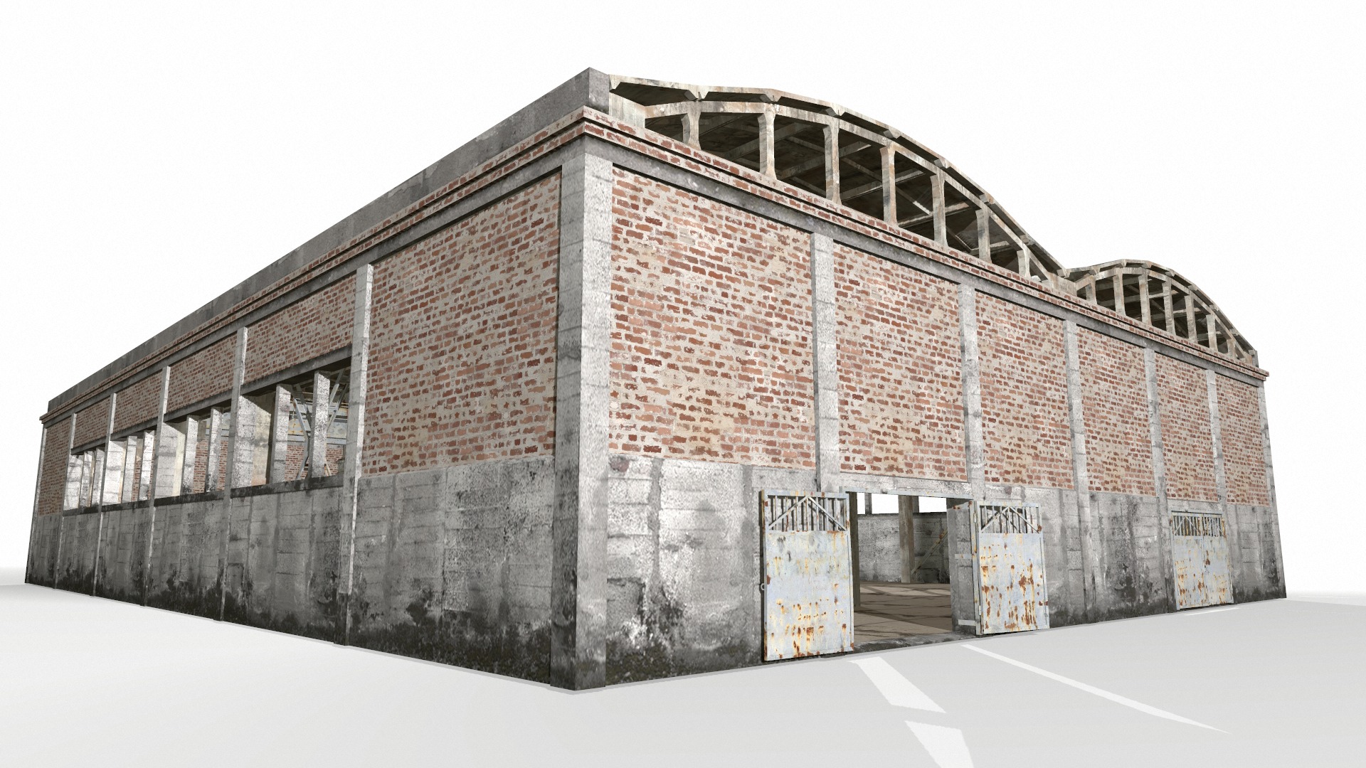 empty hangar Low-poly 3D model_16