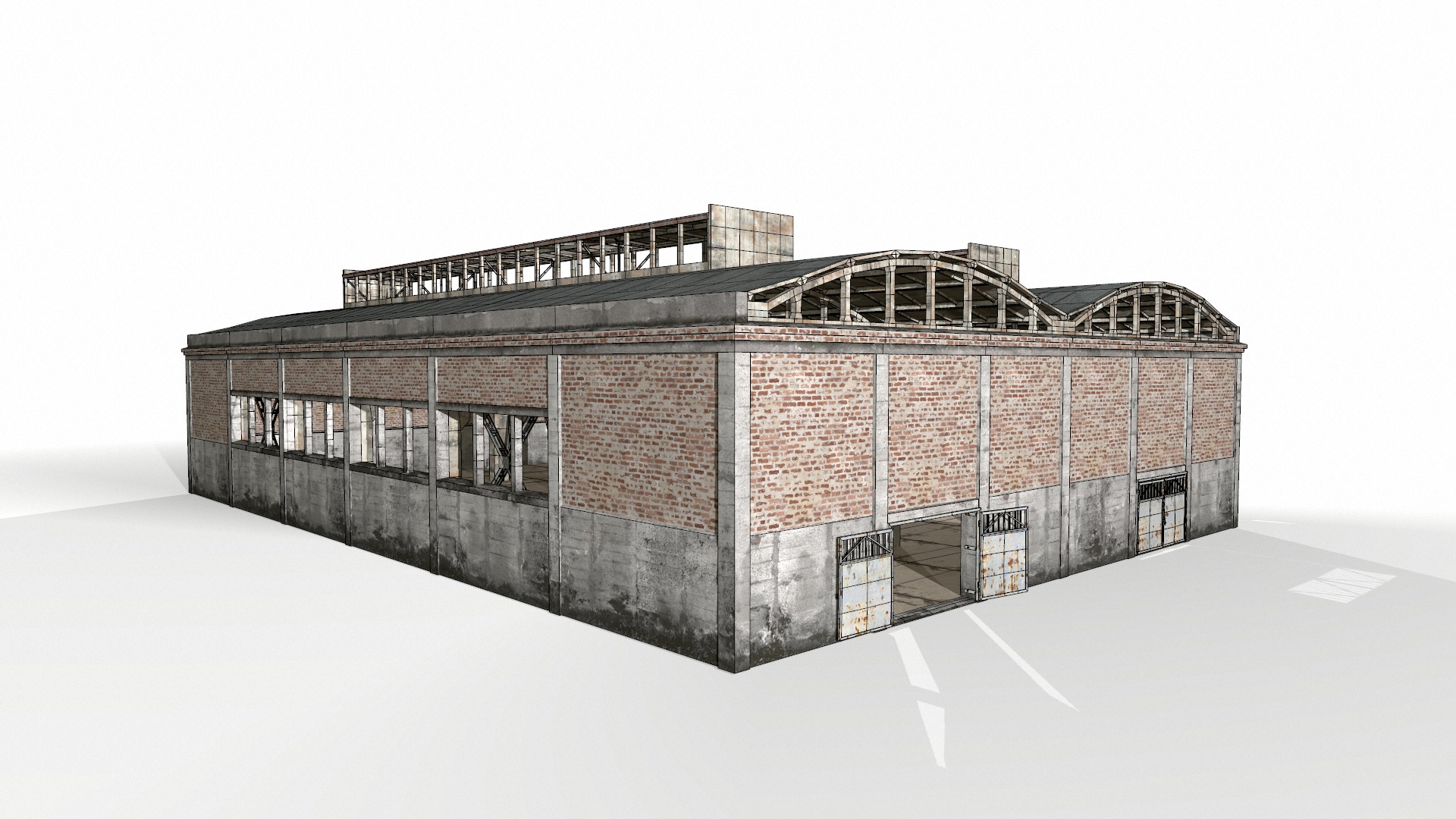 empty hangar Low-poly 3D model_7