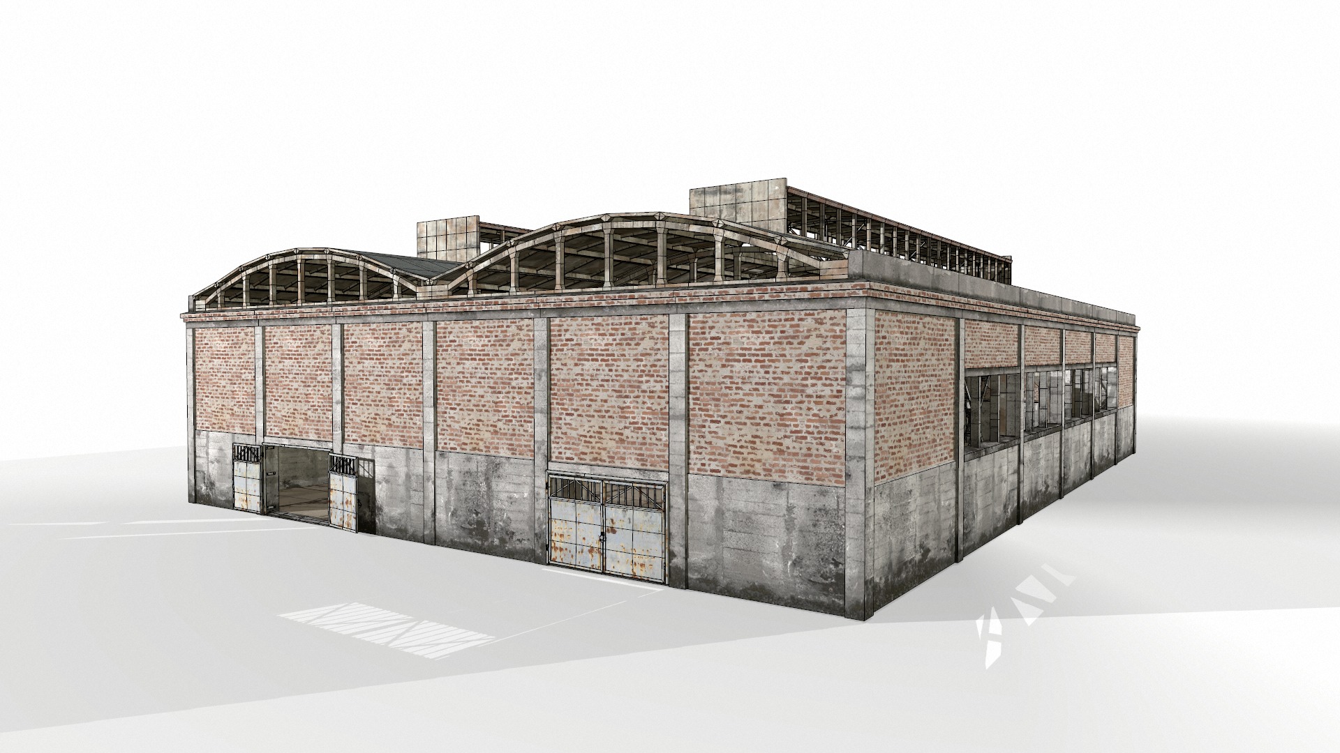 empty hangar Low-poly 3D model_8