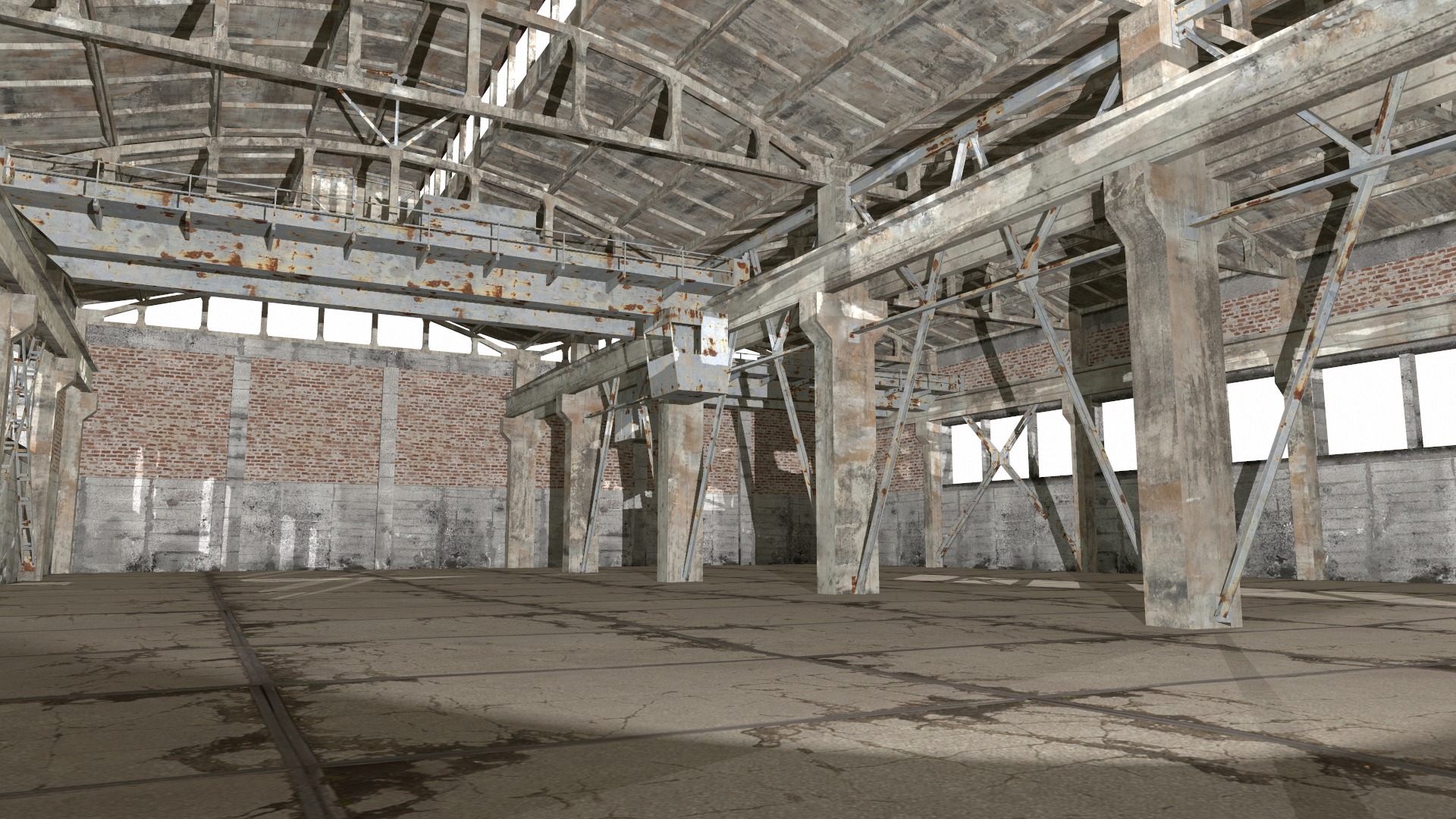 empty hangar Low-poly 3D model_13