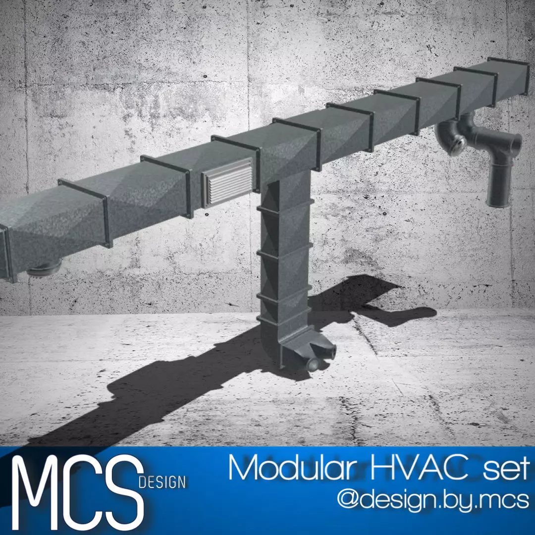 Modular HVAC ventilation system 4 Diorama 3D print model_0