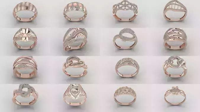 200 Model Files Womens Rings Lightweight STL 3DM Printable 3D Model Collection