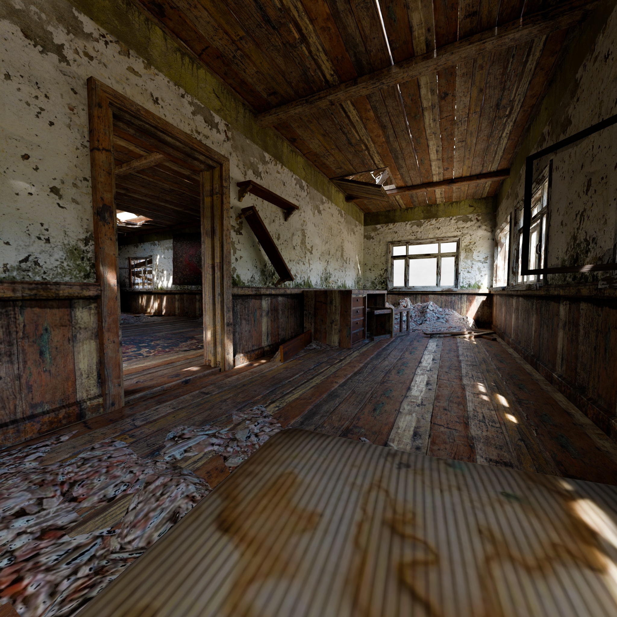 Abandoned wooden house 3D model_5
