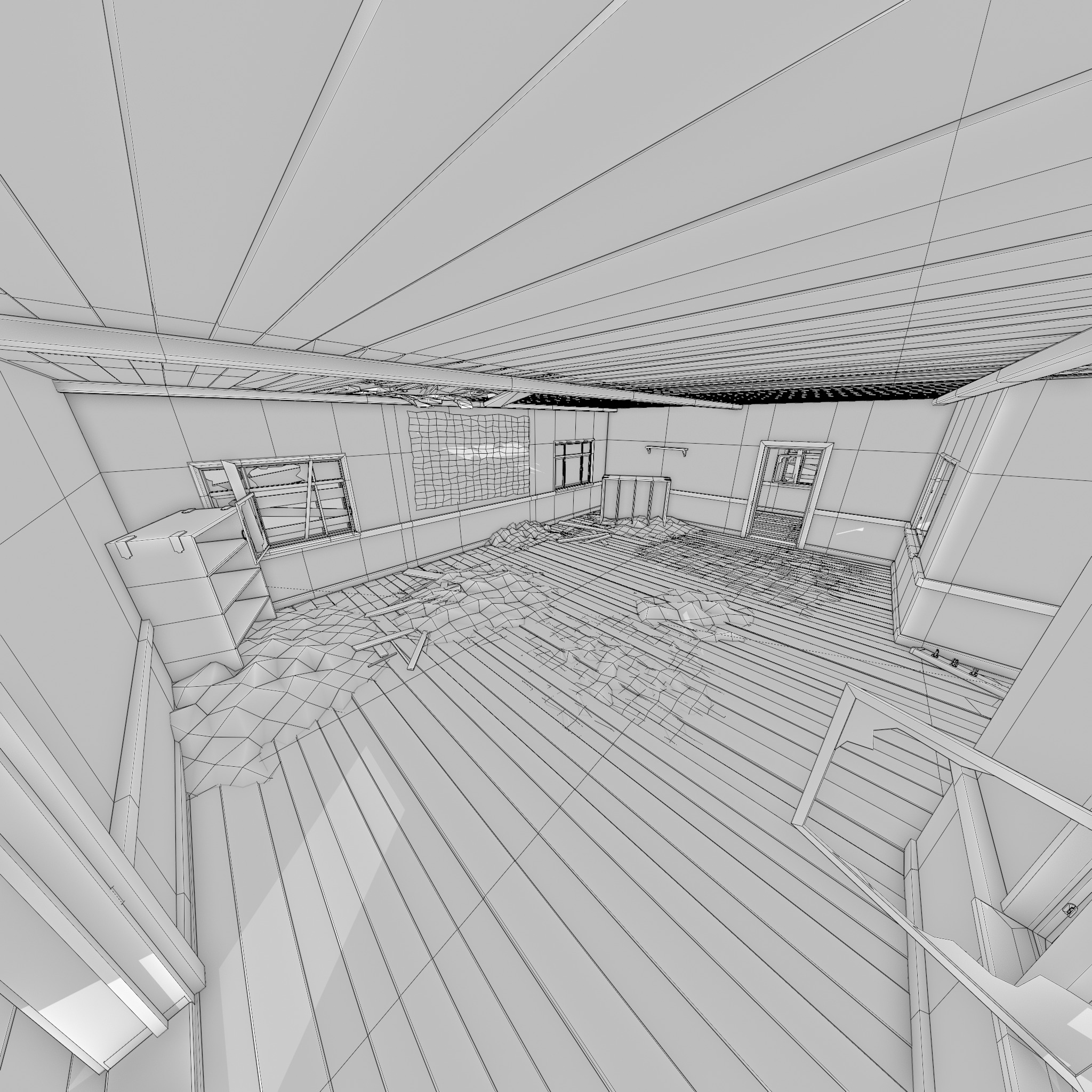 Abandoned wooden house 3D model_9