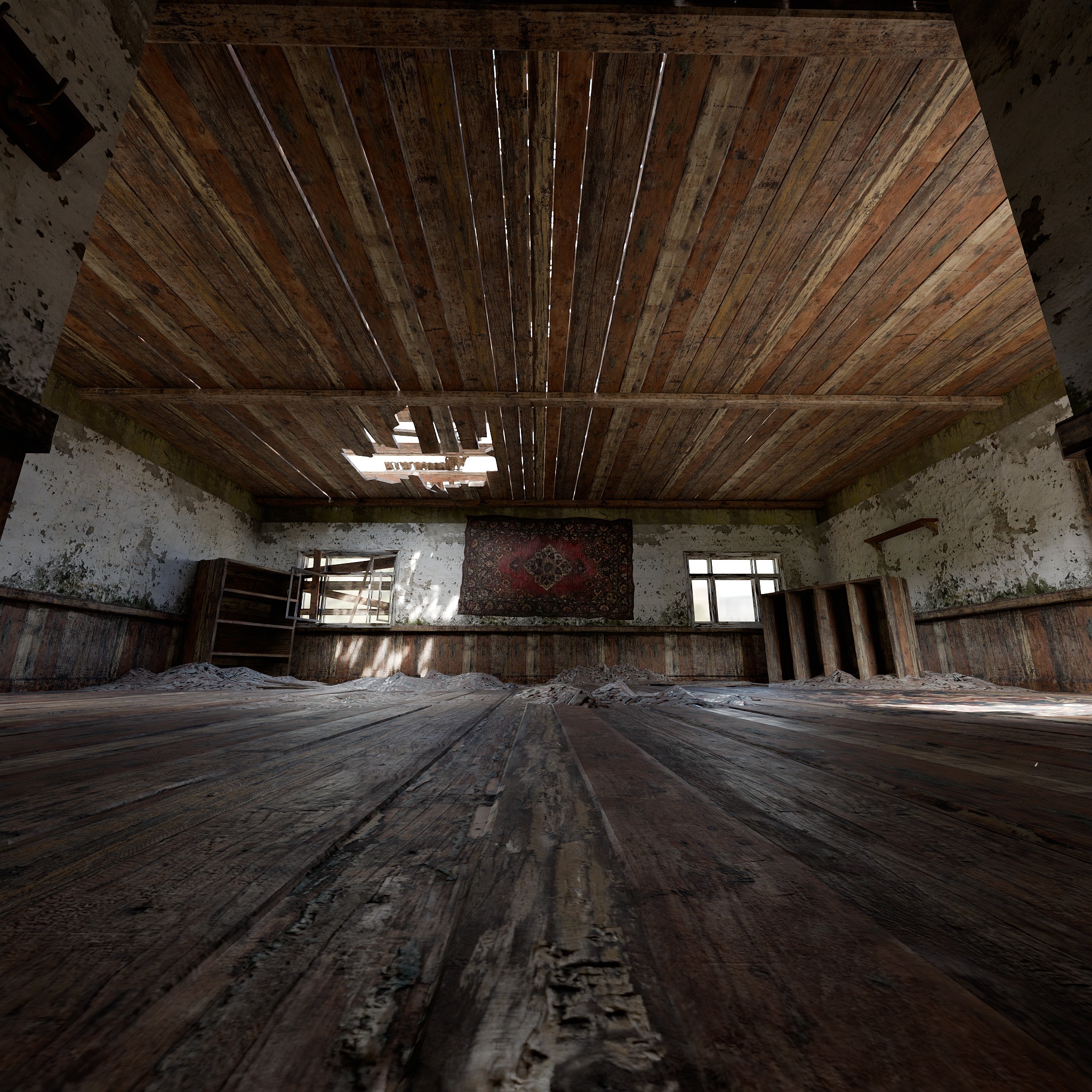 Abandoned wooden house 3D model_7