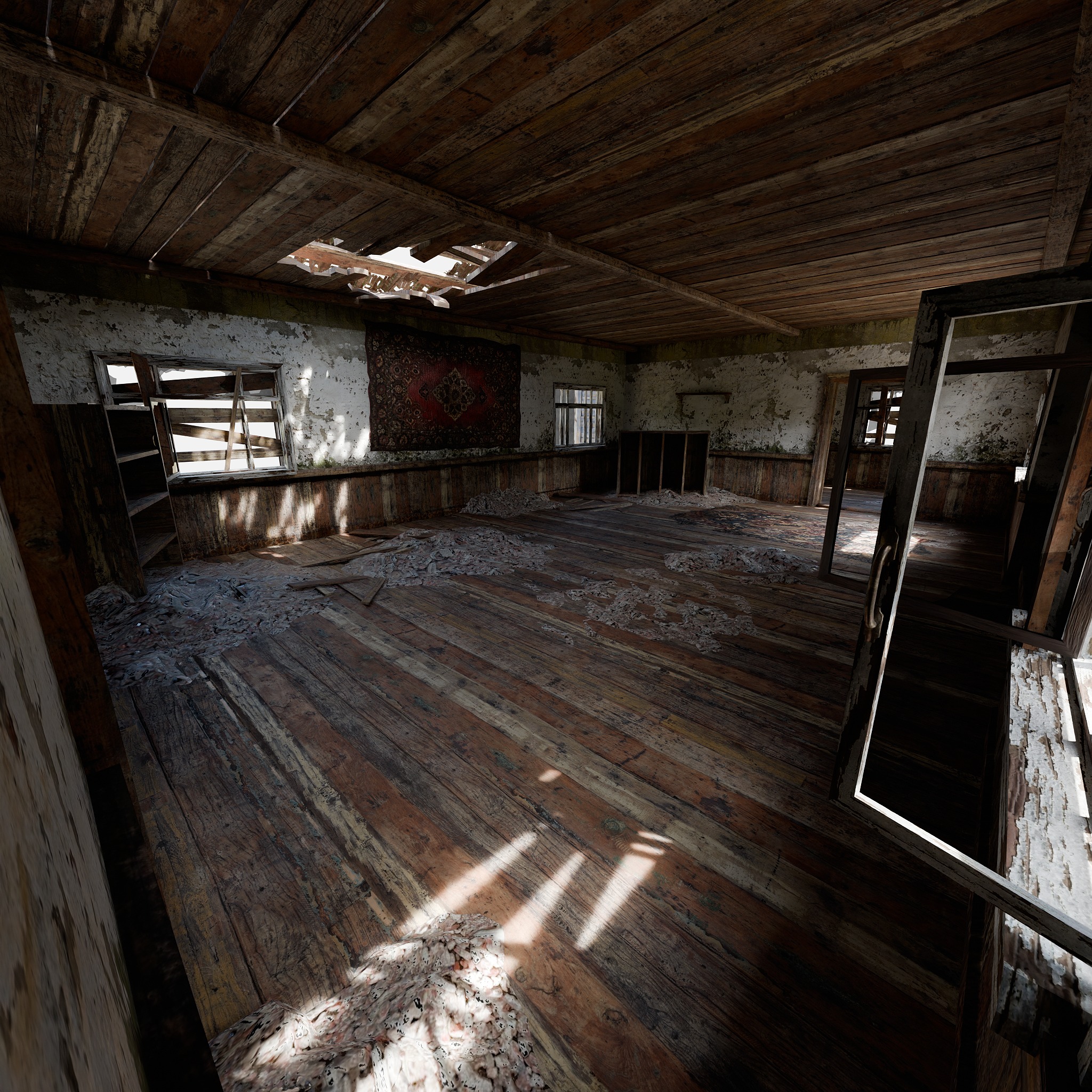 Abandoned wooden house 3D model_3