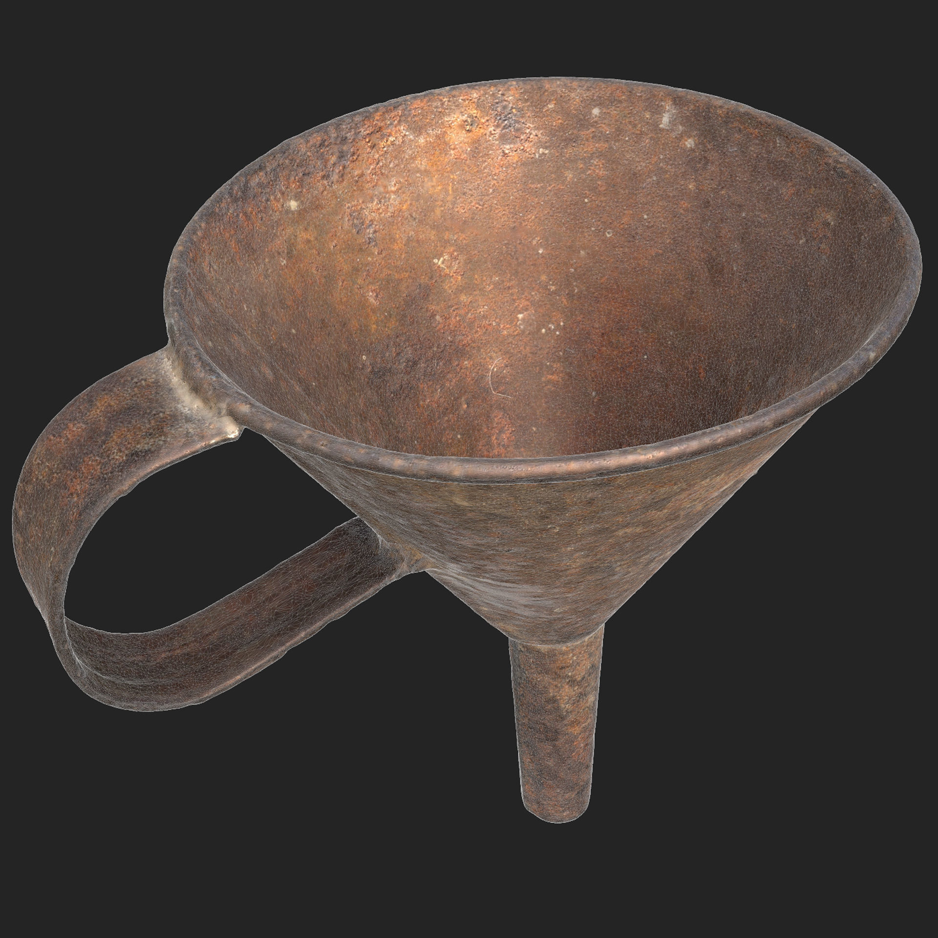 Old metal watering can Low-poly 3D model_7