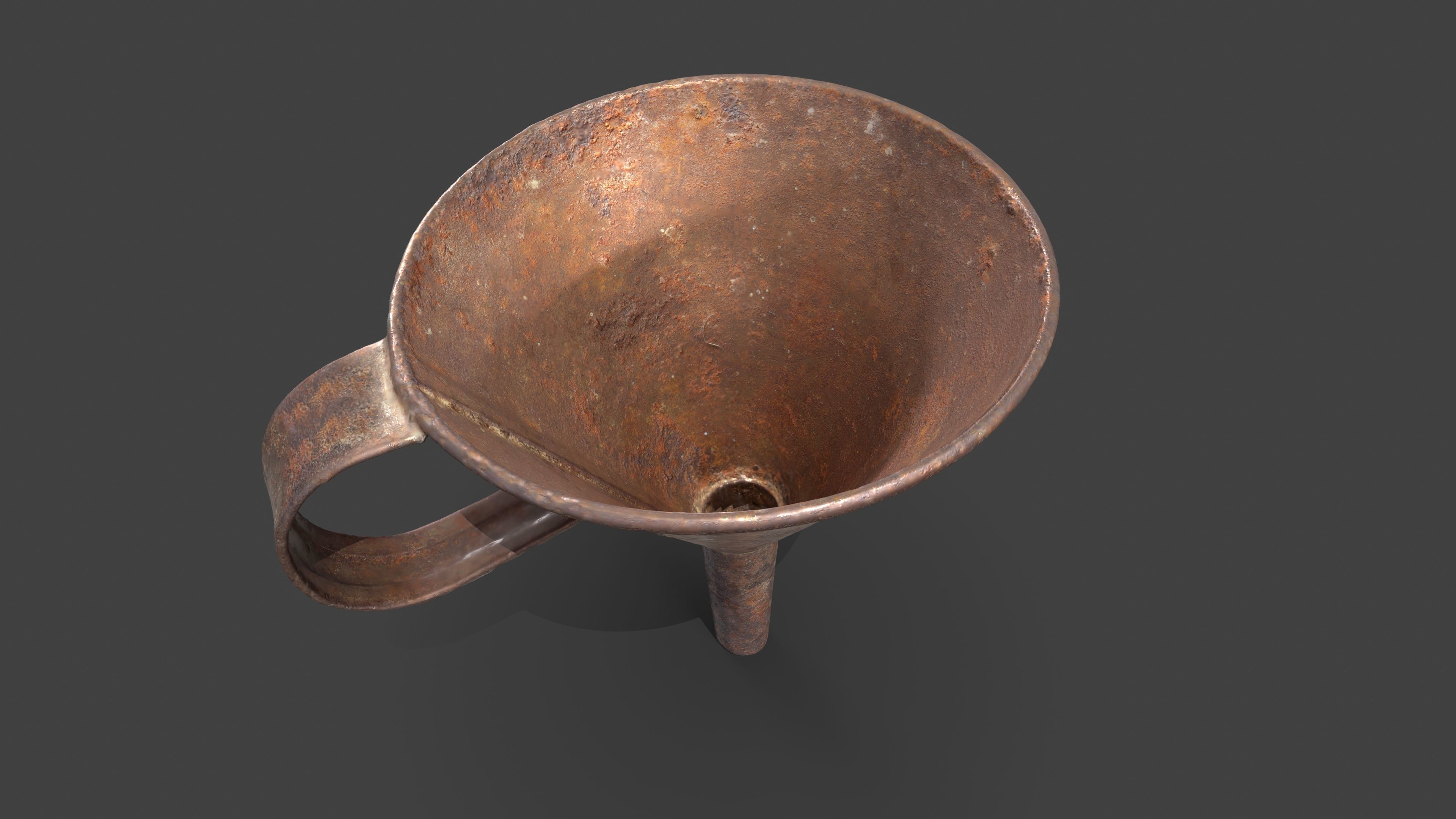 Old metal watering can Low-poly 3D model_2