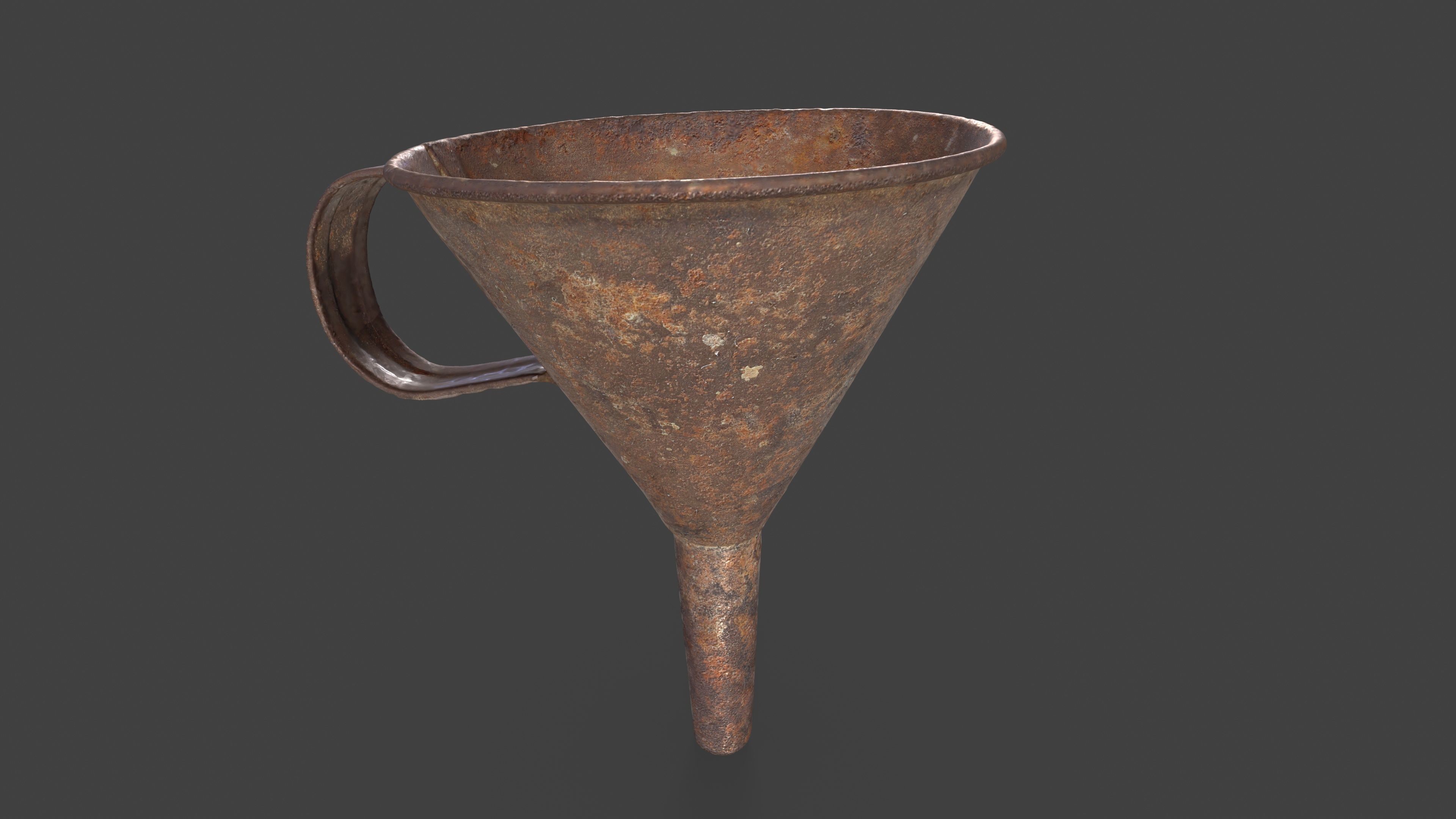 Old metal watering can Low-poly 3D model_3