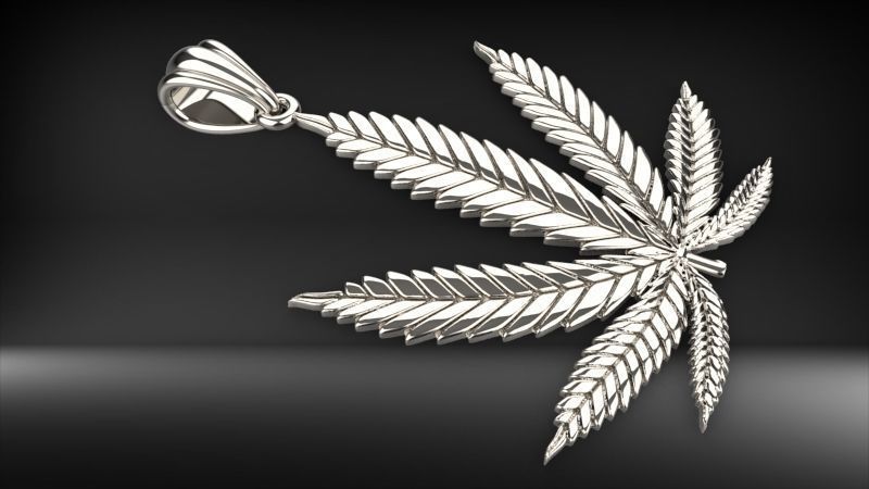 Cannabis leaf marijuana hemp ganja 3D print model_23