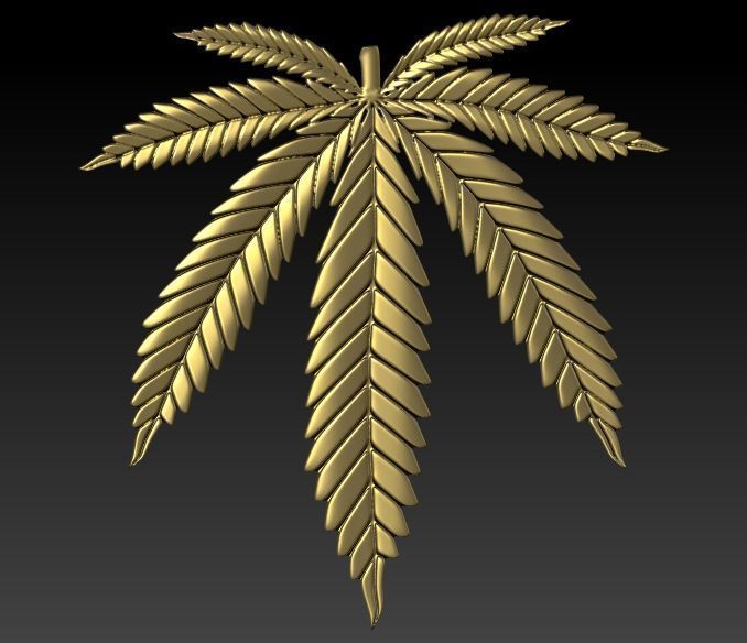Cannabis leaf marijuana hemp ganja 3D print model_4