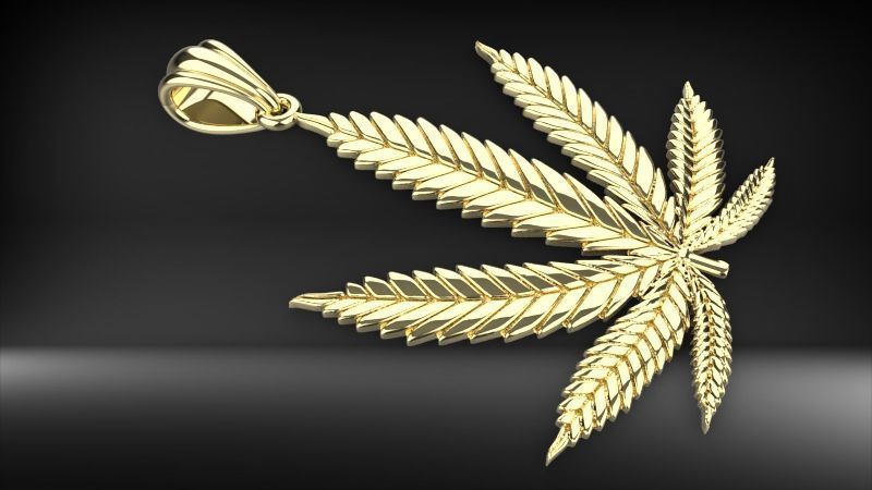 Cannabis leaf marijuana hemp ganja 3D print model_24