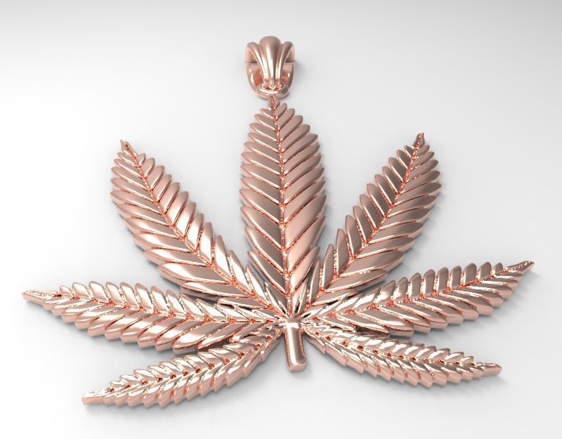 Cannabis leaf marijuana hemp ganja 3D print model_13