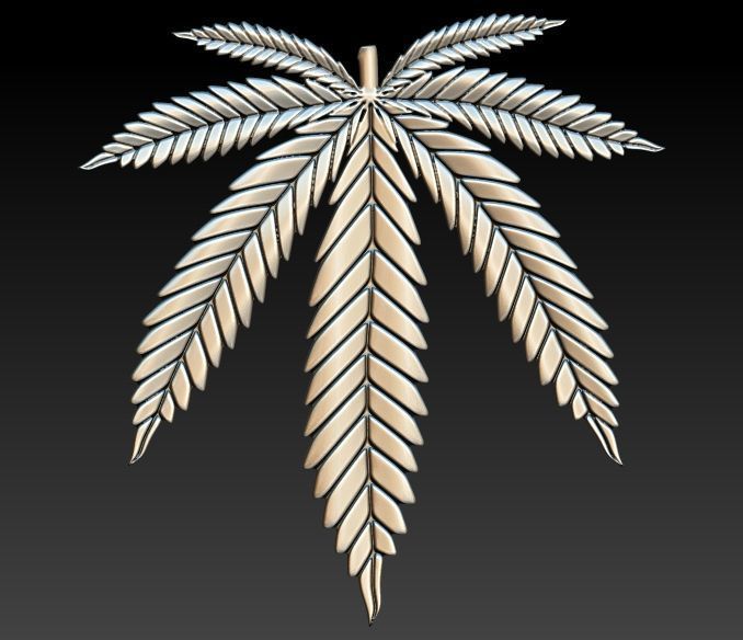 Cannabis leaf marijuana hemp ganja 3D print model_3