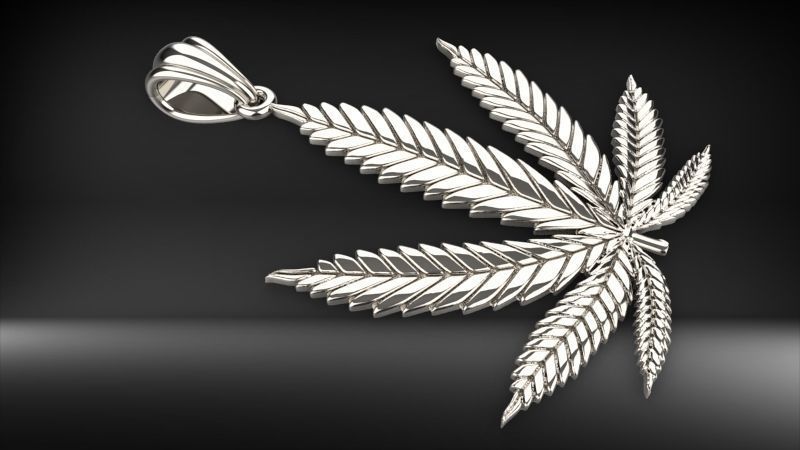 Cannabis leaf marijuana hemp ganja 3D print model_2