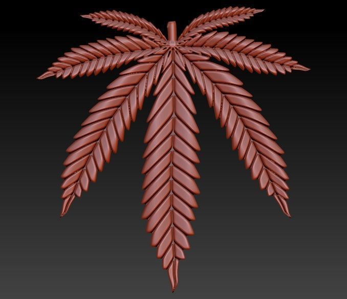 Cannabis leaf marijuana hemp ganja 3D print model_6