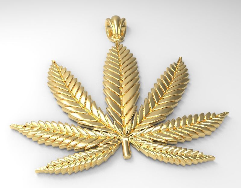 Cannabis leaf marijuana hemp ganja 3D print model_11