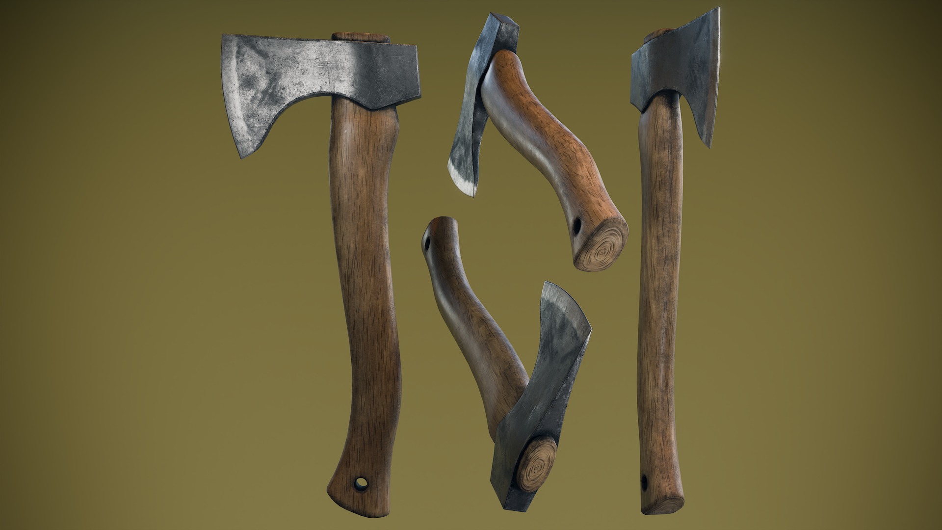 Hatchet Low-poly 3D model_3