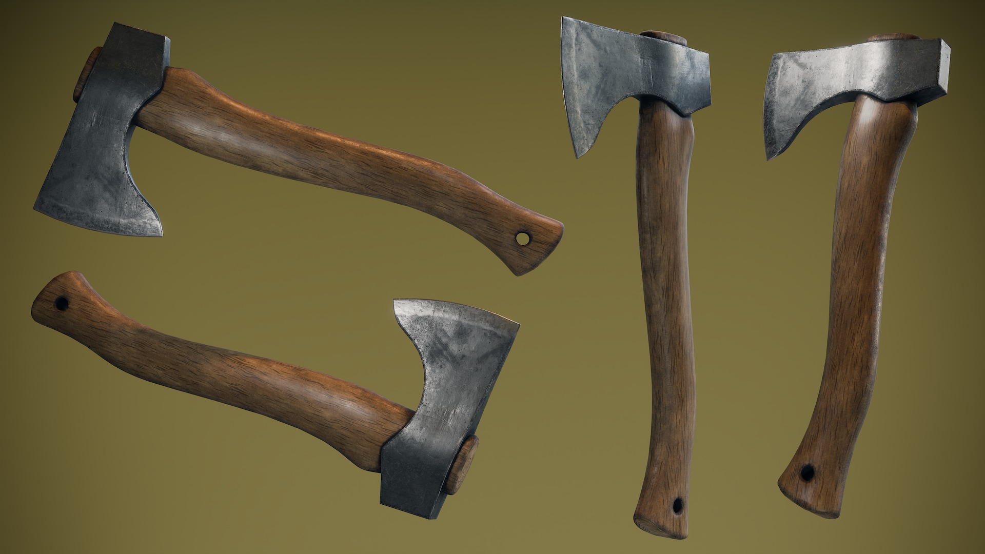 Hatchet Low-poly 3D model_4