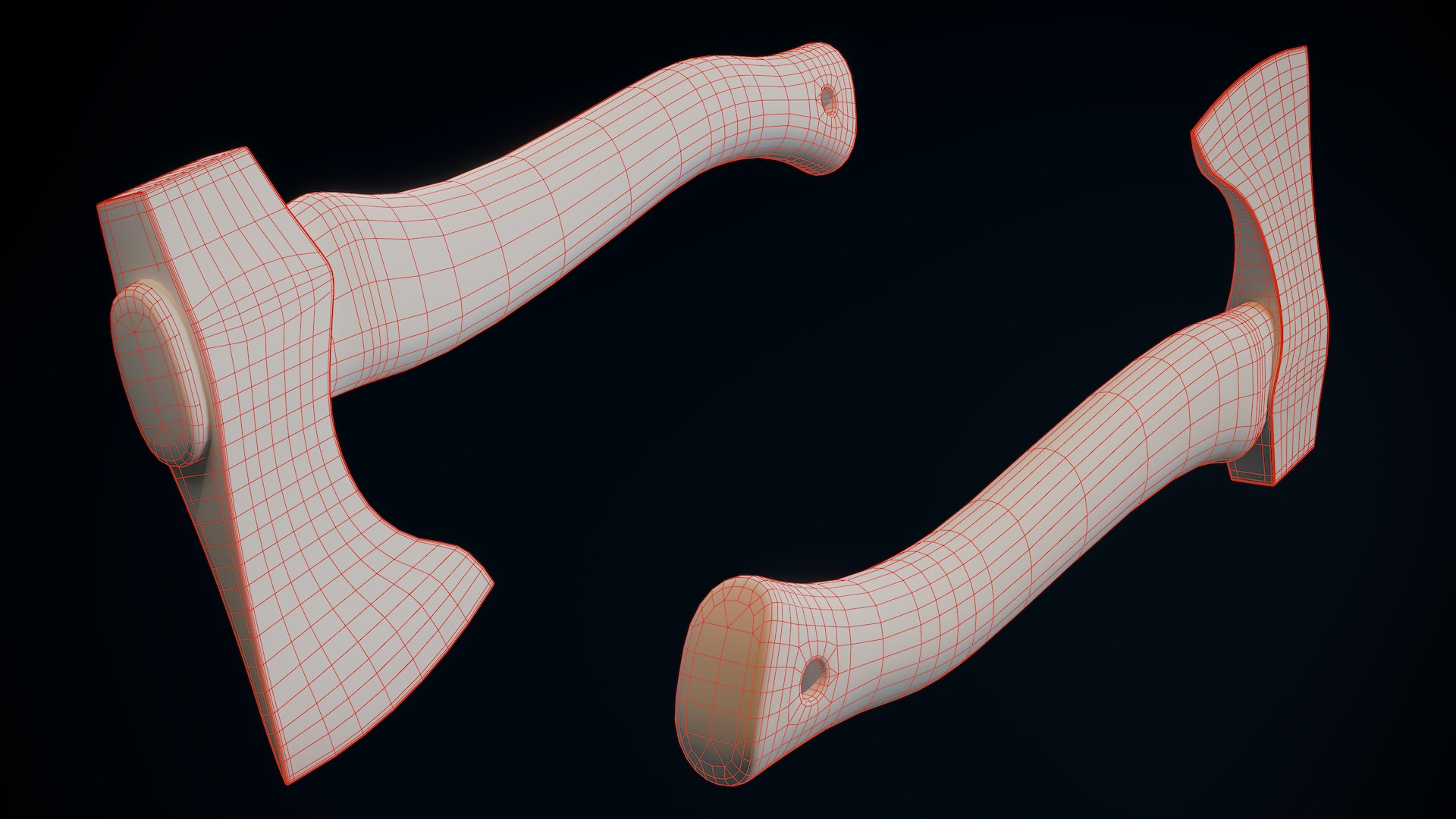 Hatchet Low-poly 3D model_7