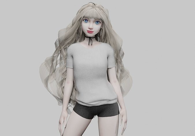 Young cute Woman V38768  Low-poly 3D model
