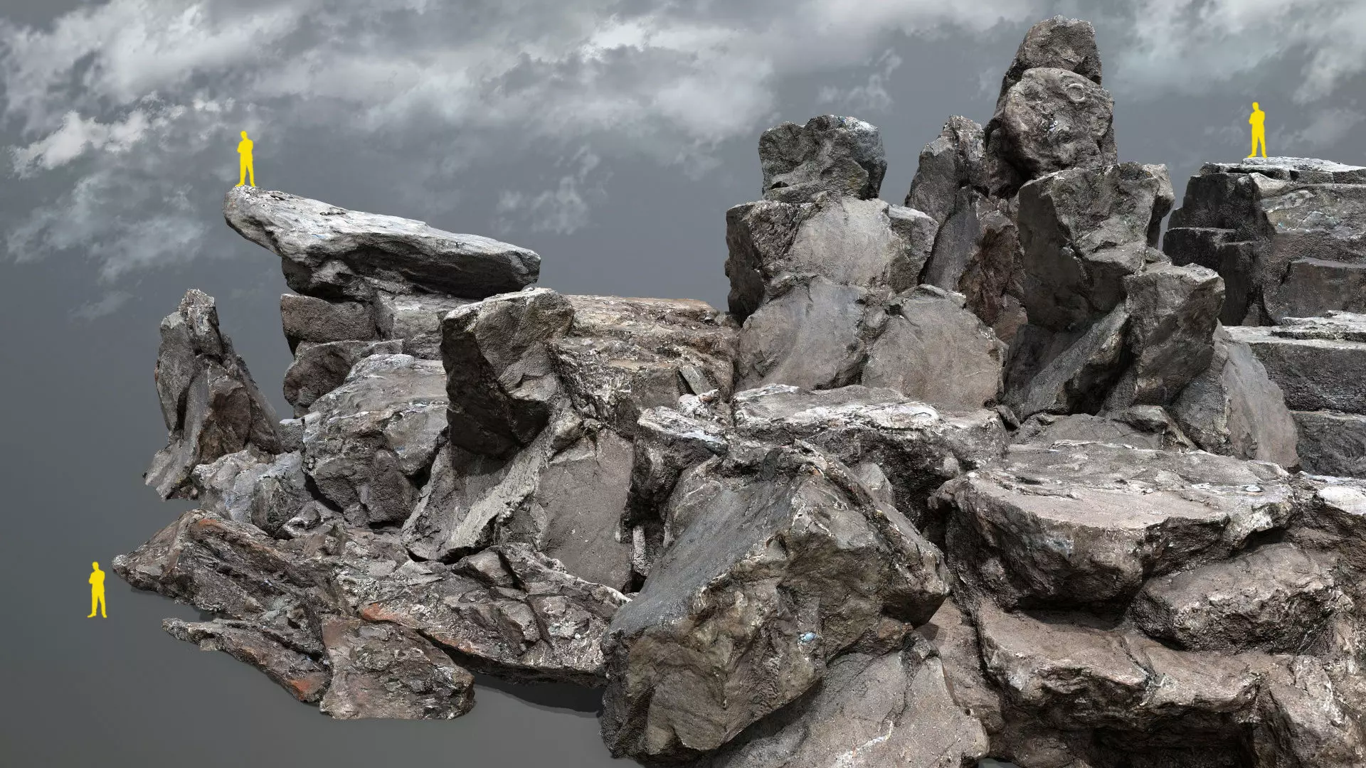 old cliff rocks Low-poly 3D model_0