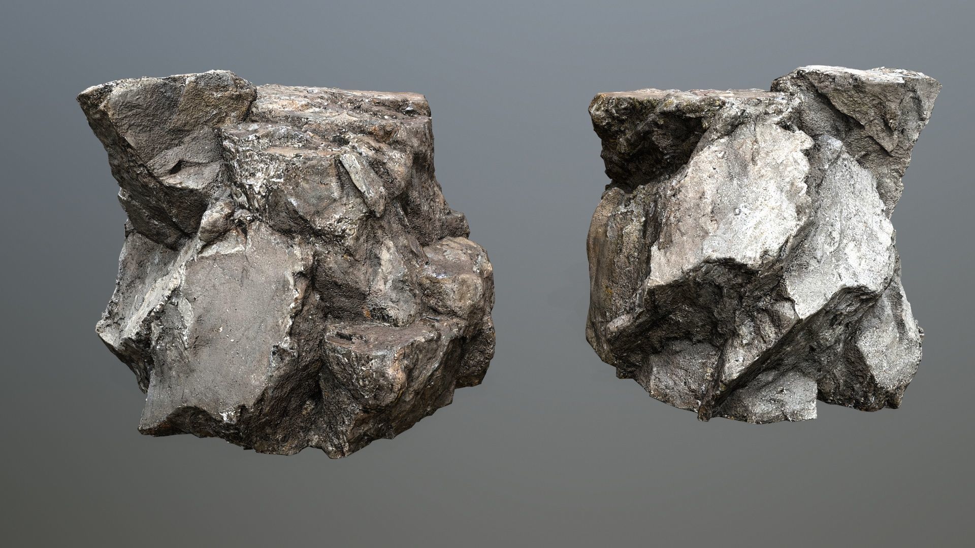 old cliff rocks Low-poly 3D model_3