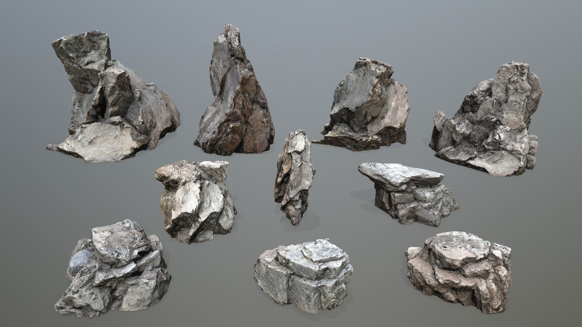 old cliff rocks Low-poly 3D model_1
