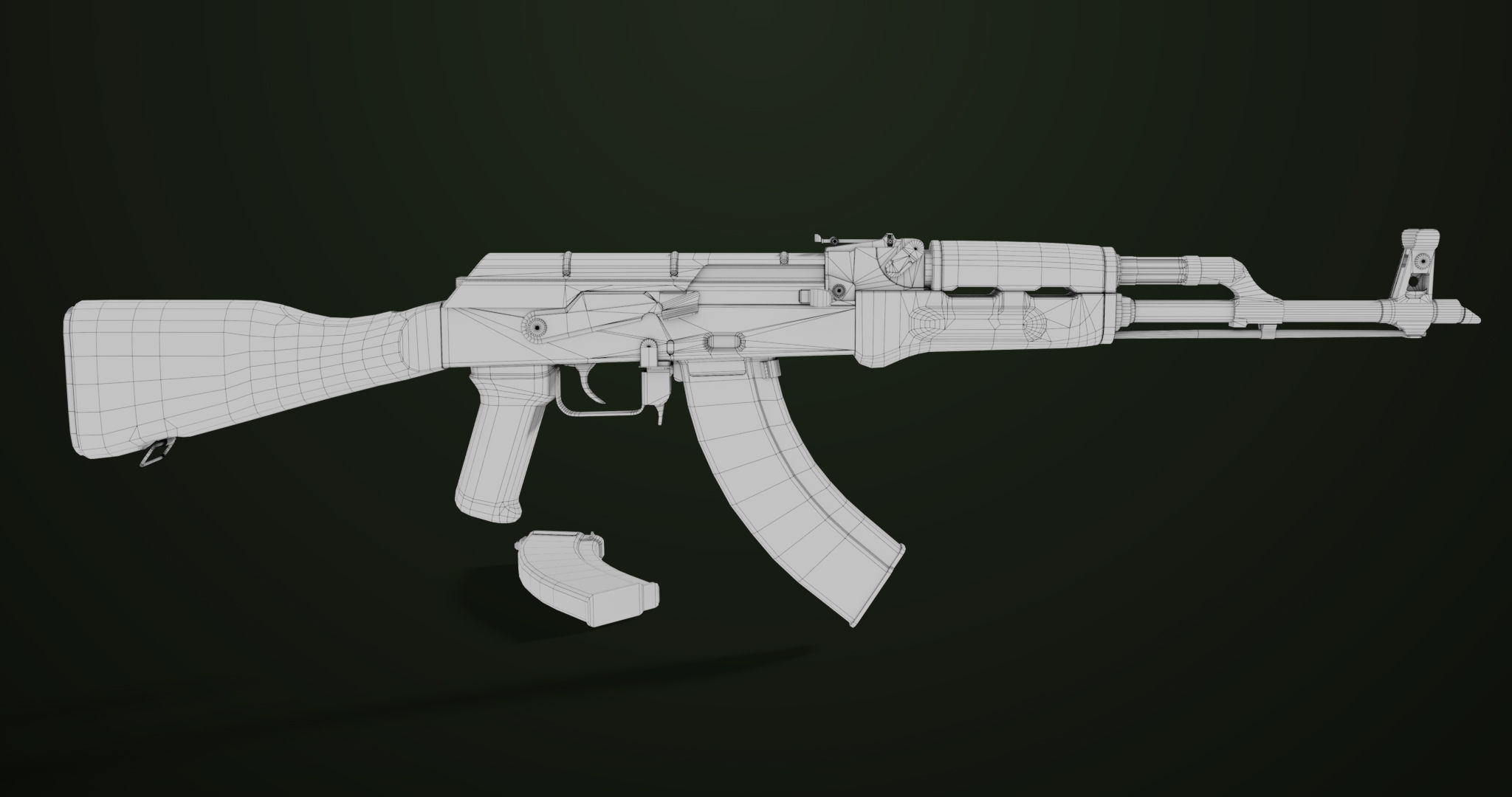 Light Machine Gun 10 Wood All PBR Unity UE Textures Low-poly 3D model_33