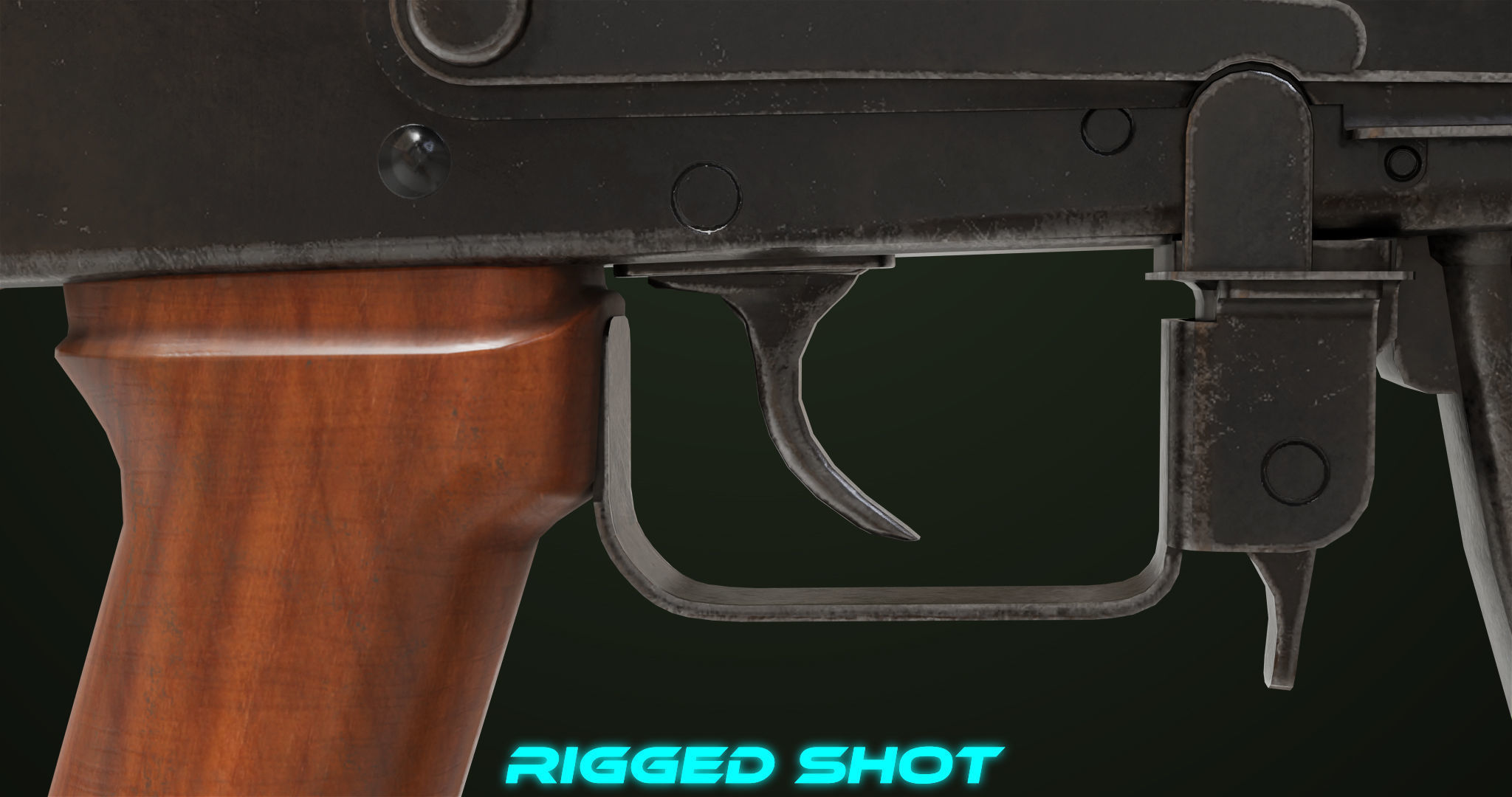 Light Machine Gun 10 Wood All PBR Unity UE Textures Low-poly 3D model_19