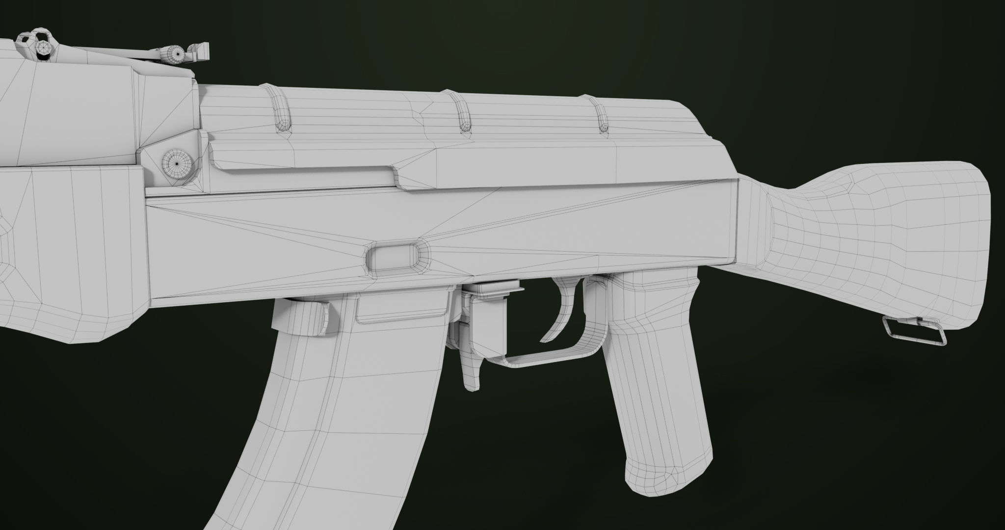 Light Machine Gun 10 Wood All PBR Unity UE Textures Low-poly 3D model_57