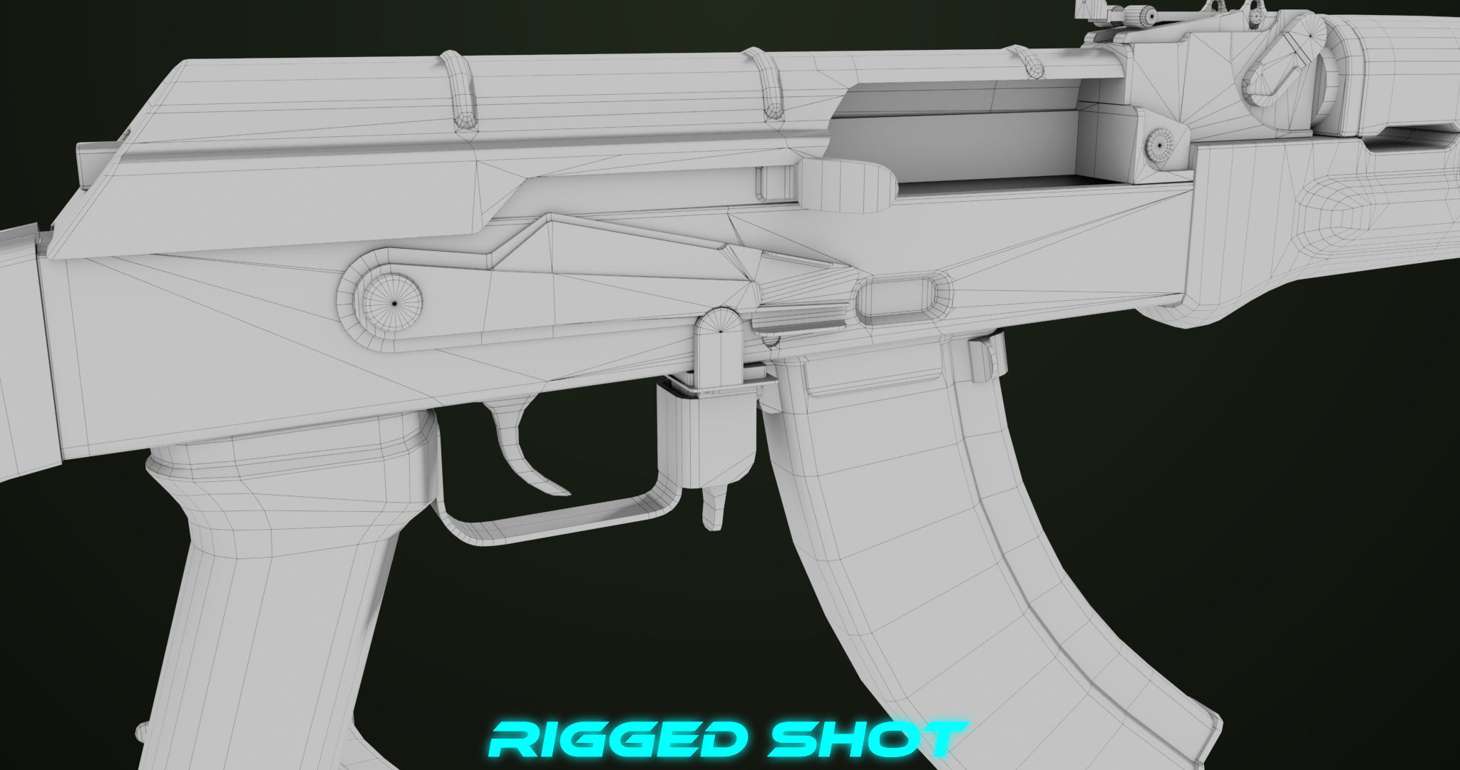Light Machine Gun 10 Wood All PBR Unity UE Textures Low-poly 3D model_42