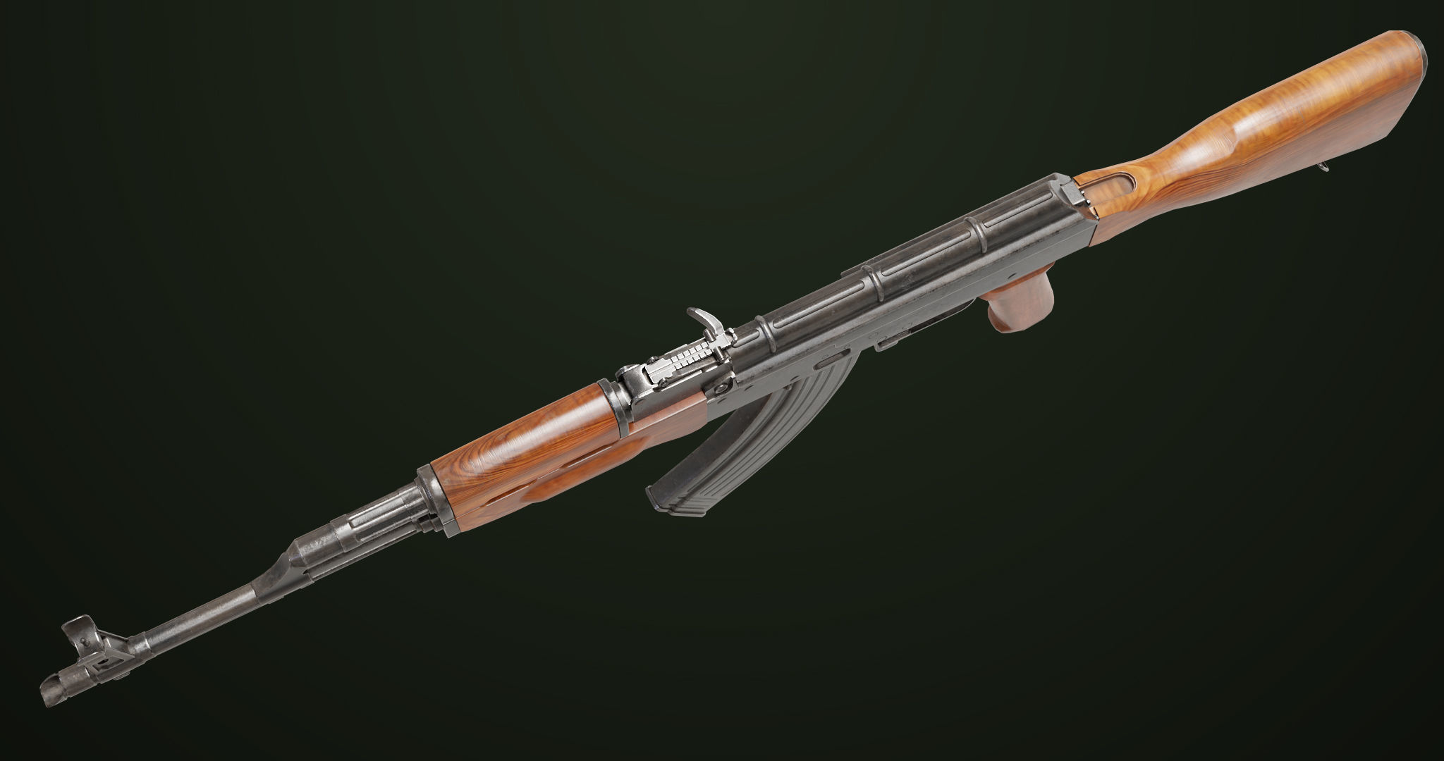 Light Machine Gun 10 Wood All PBR Unity UE Textures Low-poly 3D model_29