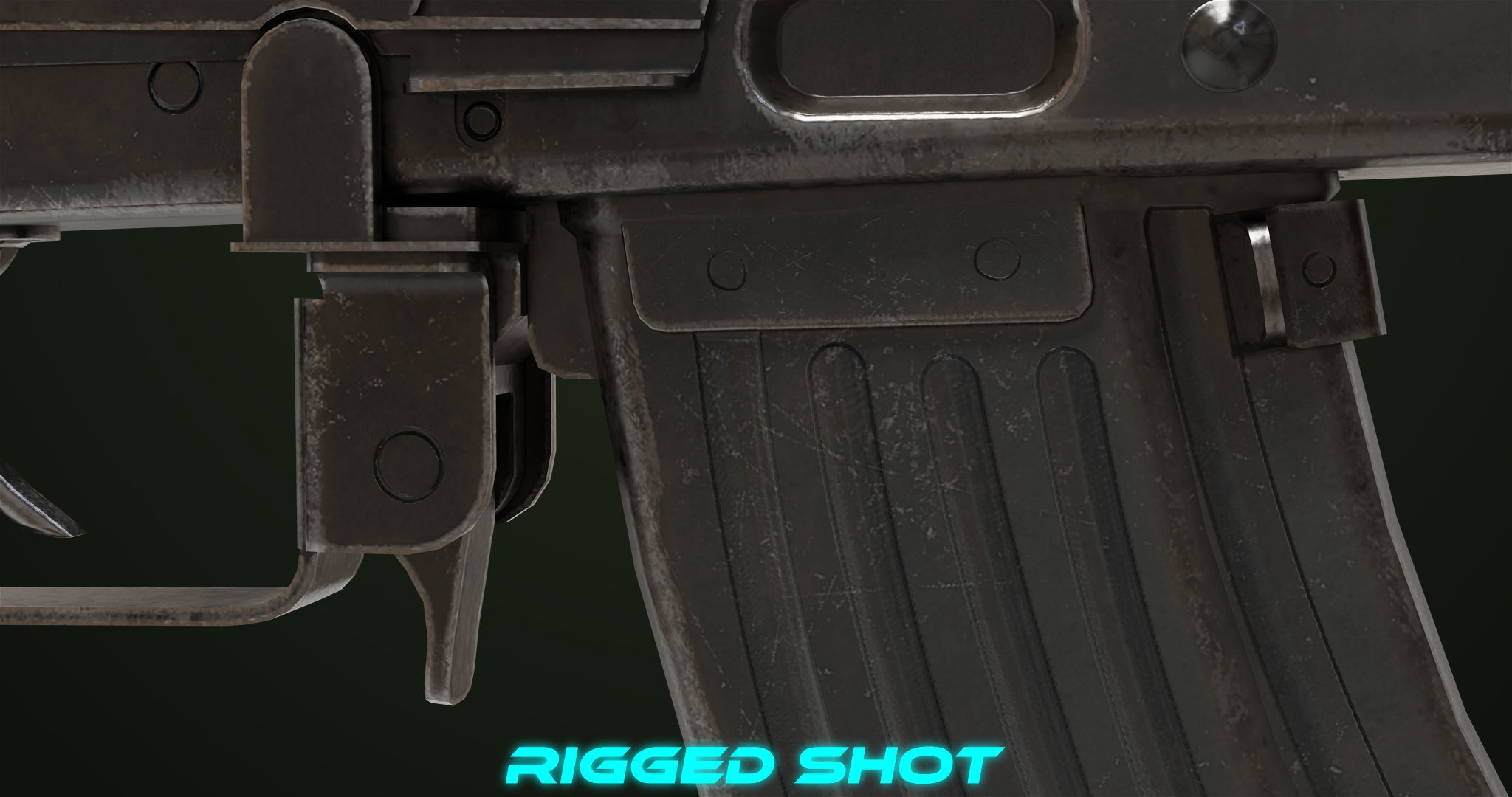 Light Machine Gun 10 Wood All PBR Unity UE Textures Low-poly 3D model_21