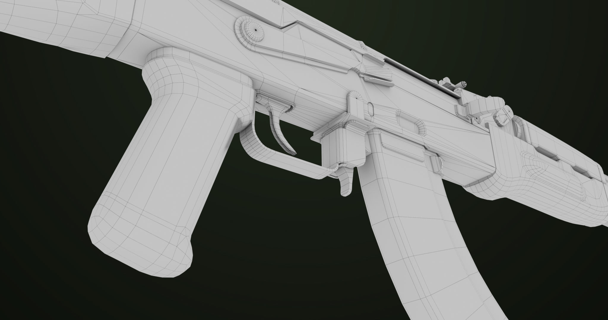 Light Machine Gun 10 Wood All PBR Unity UE Textures Low-poly 3D model_55